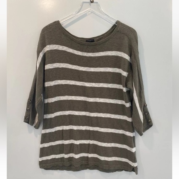 Talbots Green White Striped Sweater Womaens XL (1331) - Picture 1 of 5